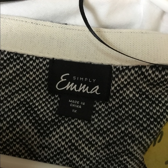 SIMPLY Emma black white 1X Cardigan w/pockets - Picture 12 of 14